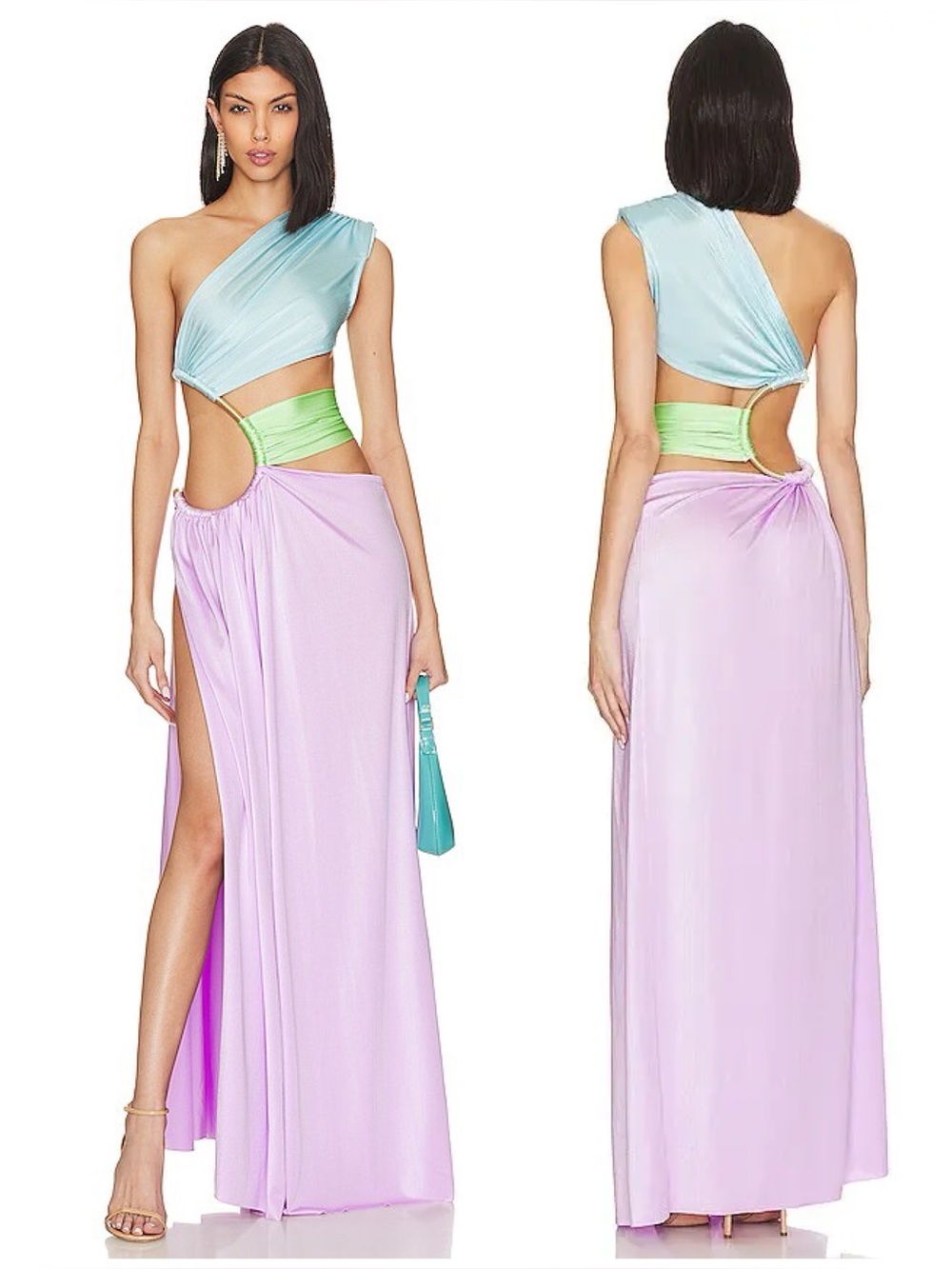 BRONX AND BANCO Jamilia One Shoulder Gown in Lilac & Multicolor Size M